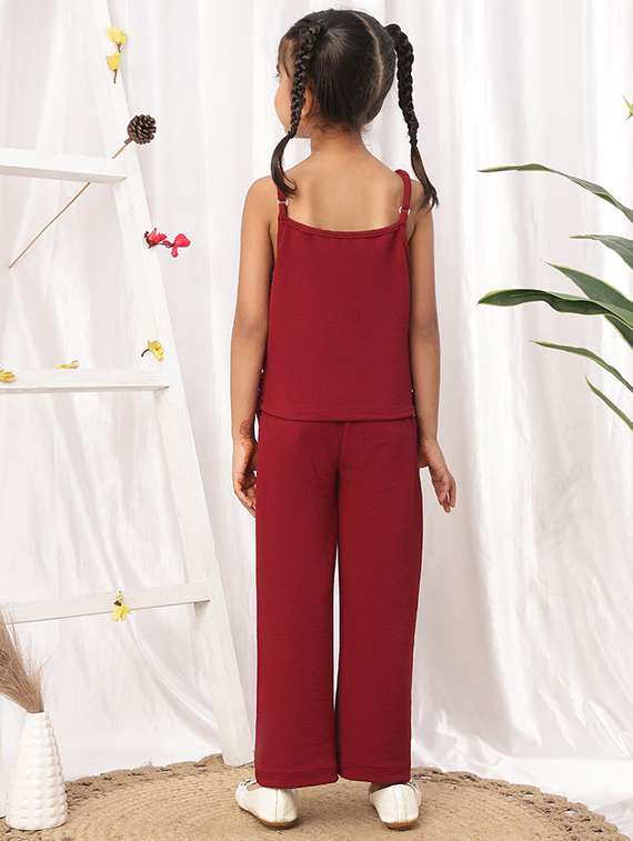 maroon polyester top & trouser co-ord set - 22441093 -  Standard Image - 3