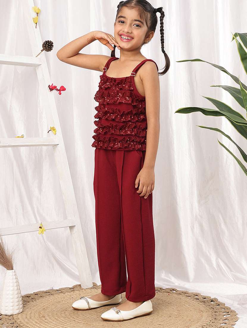 maroon polyester top & trouser co-ord set - 22441093 -  Standard Image - 5