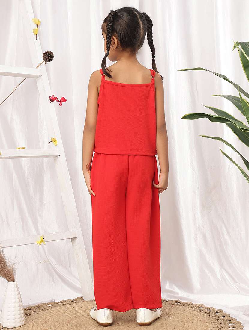 girl red polyester top & trouser co-ord set - 22441094 -  Standard Image - 3