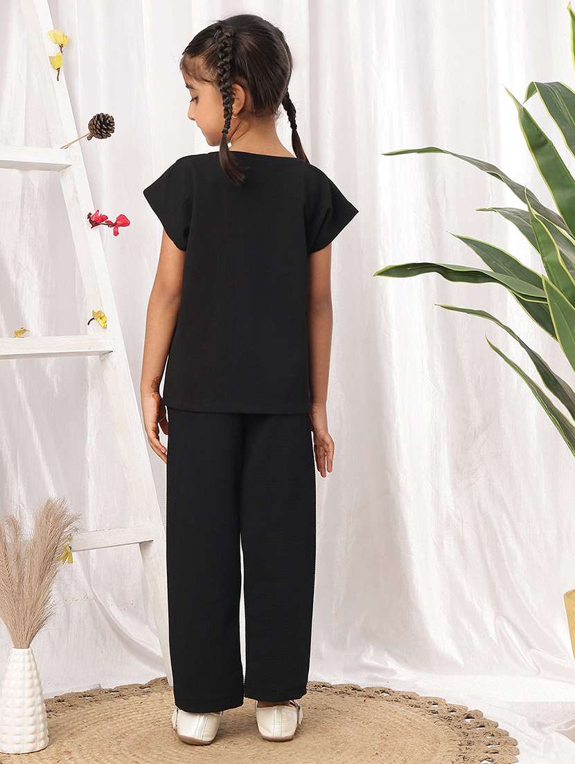 girl black polyester top & trouser co-ord set - 22441102 -  Standard Image - 3
