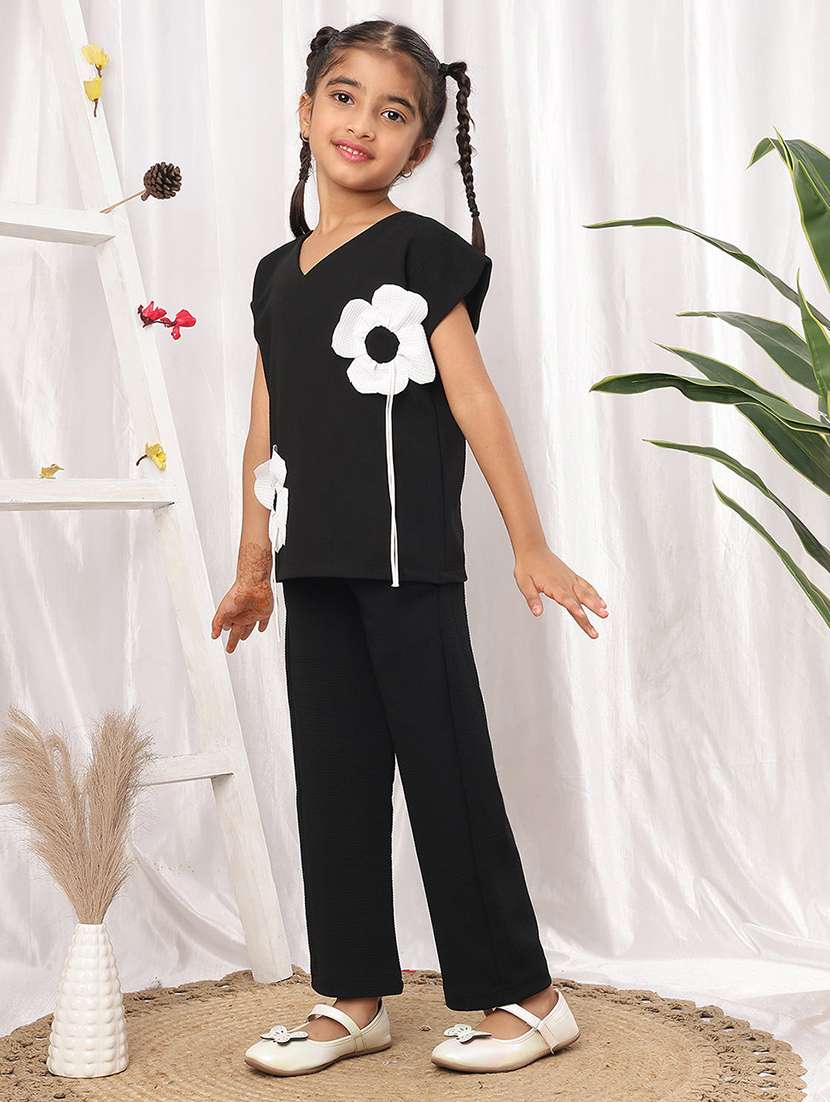 girl black polyester top & trouser co-ord set - 22441102 -  Standard Image - 5
