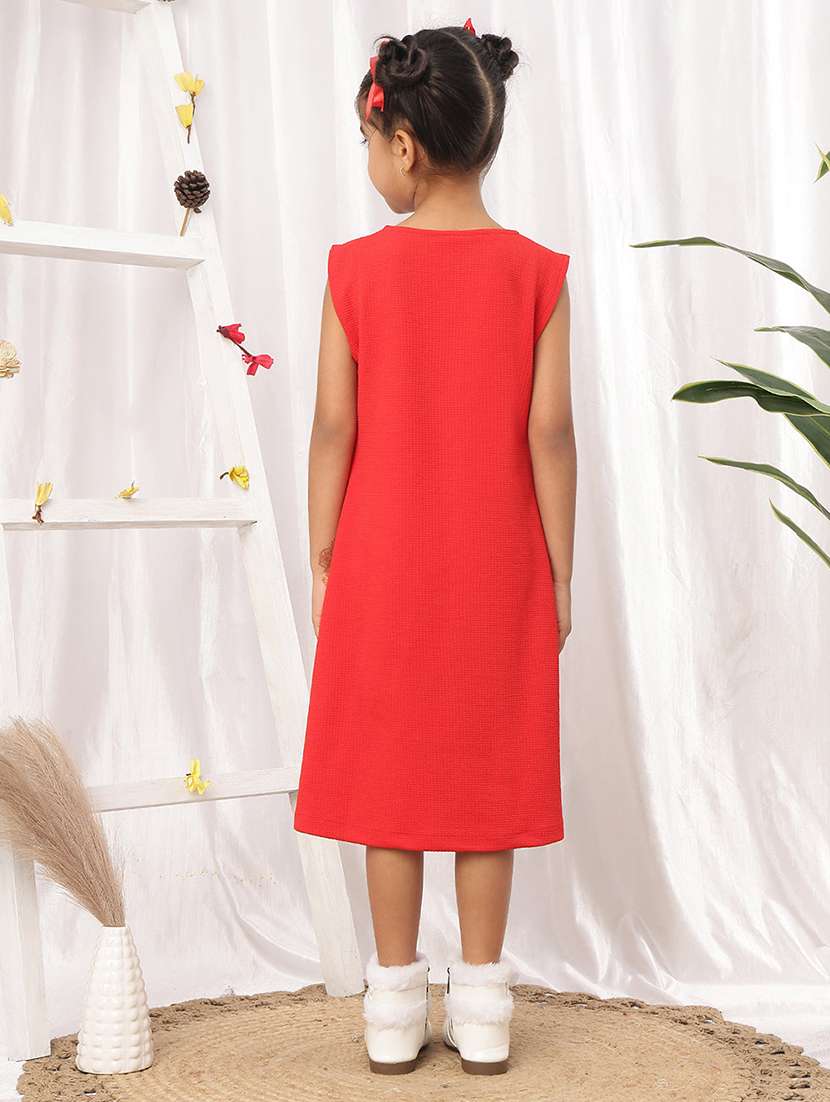 girls solid red polyester a-line dress - 22441105 -  Standard Image - 3