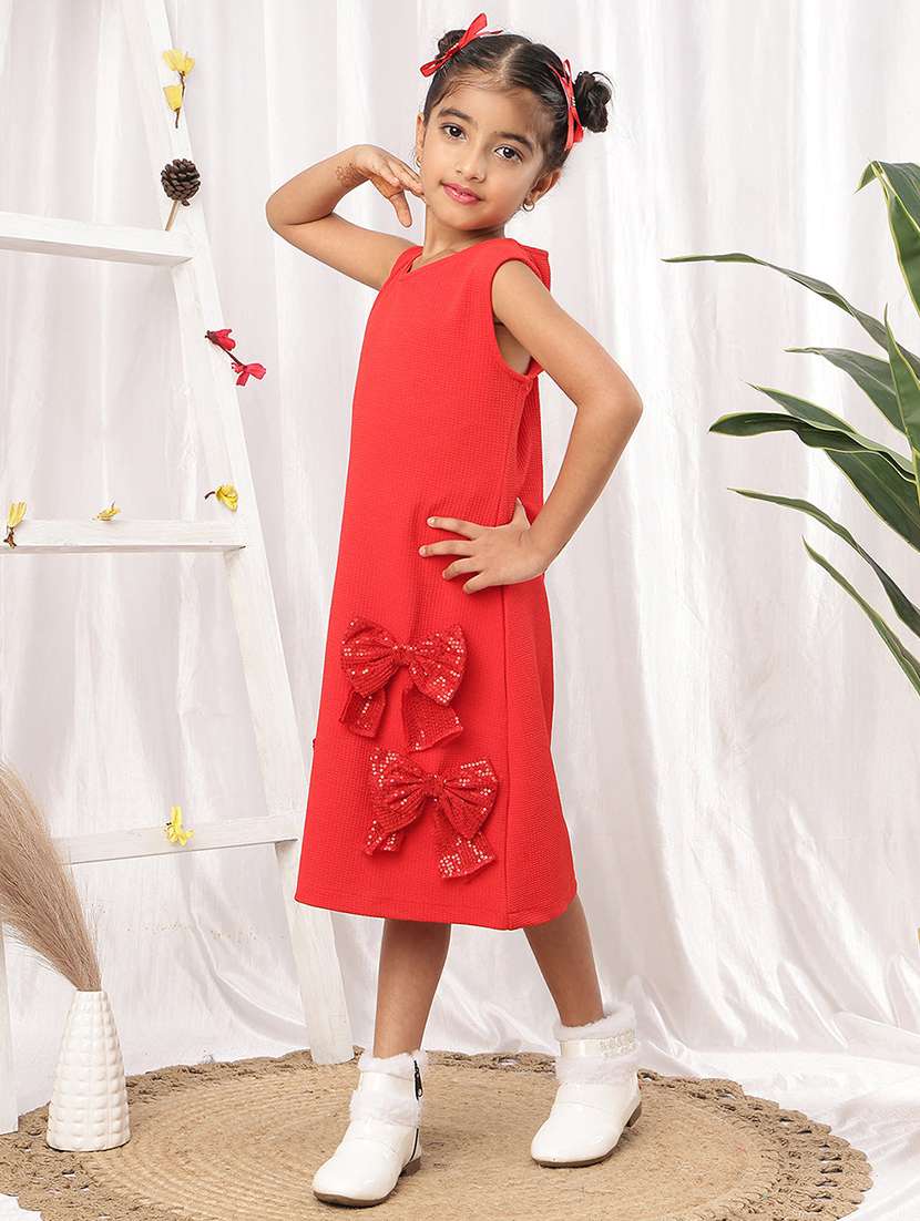 girls solid red polyester a-line dress - 22441105 -  Standard Image - 5