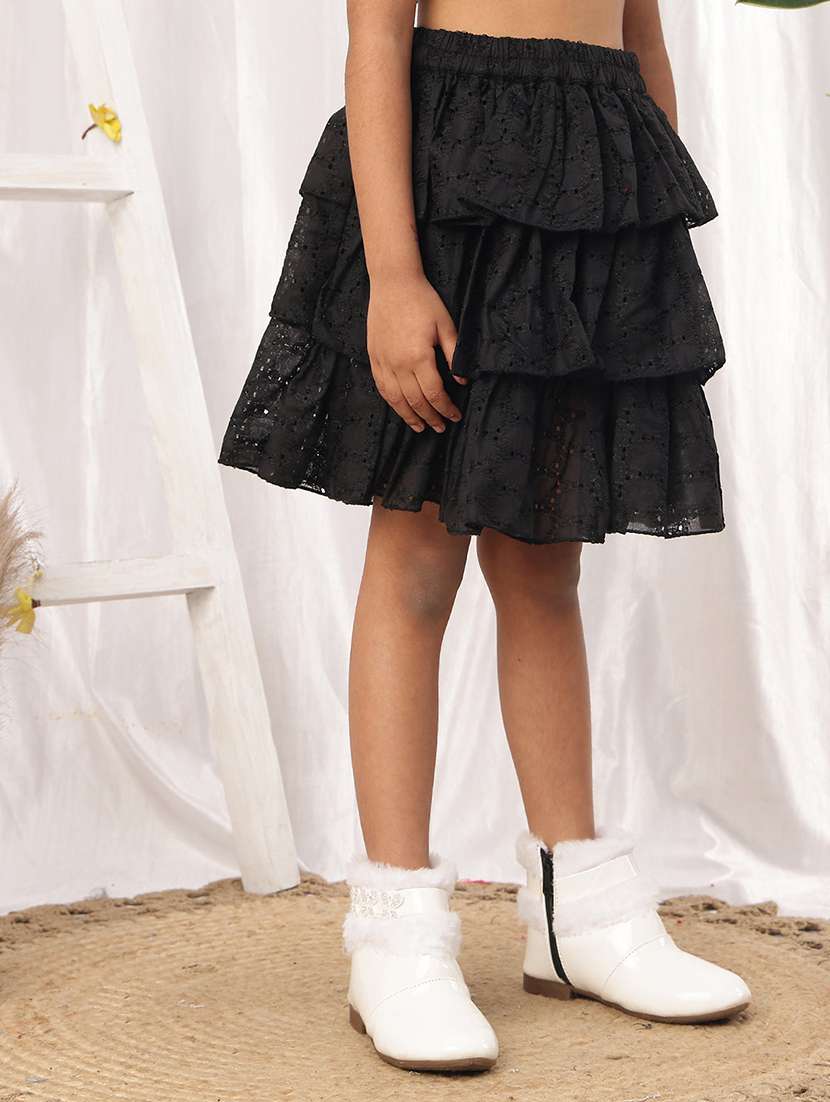 girl black cotton flared skirt - 22441110 -  Standard Image - 3