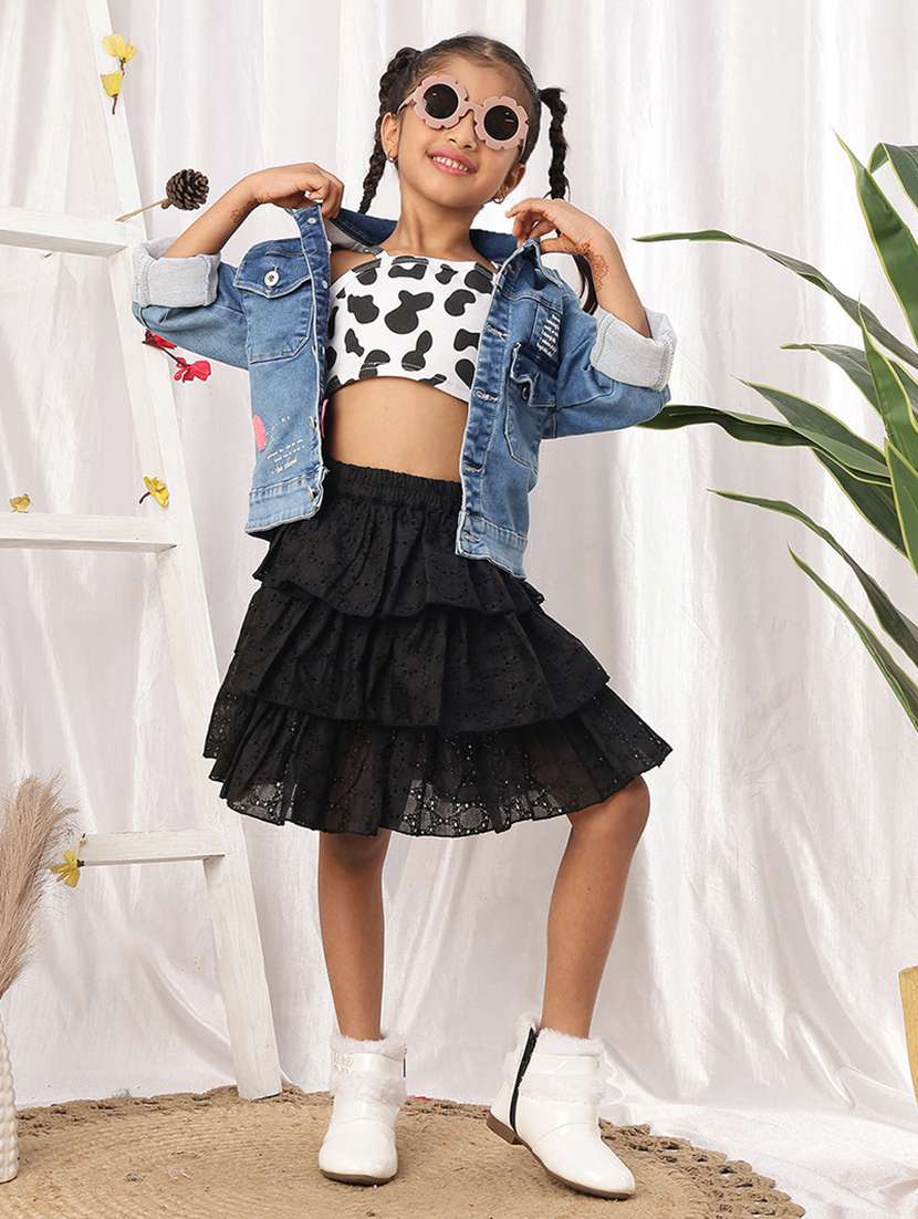 girl black cotton flared skirt - 22441110 -  Standard Image - 5