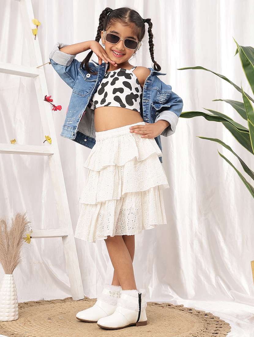 girl  white cotton flared skirt - 22441111 -  Standard Image - 5