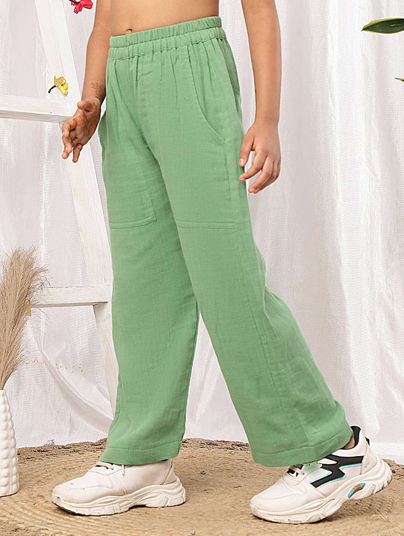 girls green cotton casual trouser - 22441114 -  Standard Image - 3