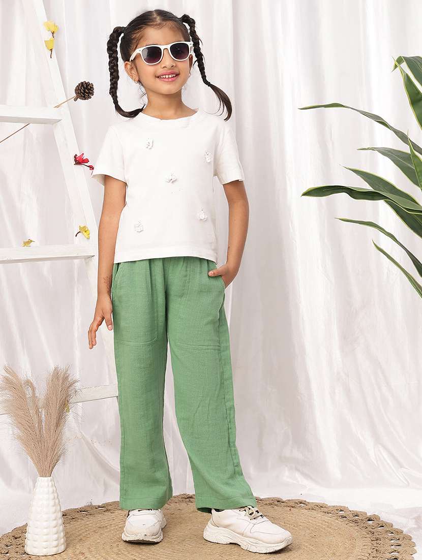 girls green cotton casual trouser - 22441114 -  Standard Image - 5