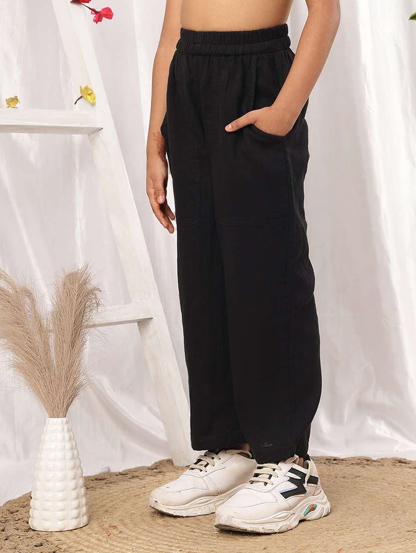 girl black cotton casual trouser - 22441115 -  Standard Image - 3