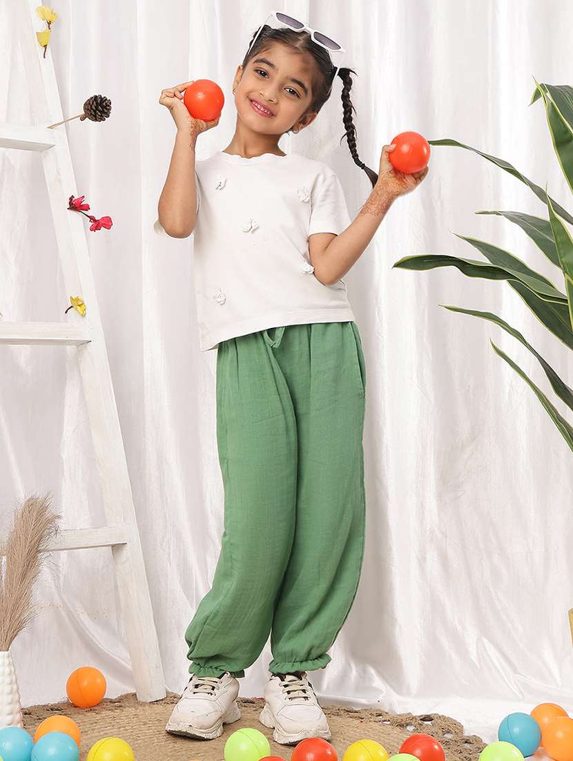 Girl Green Cotton Casual Trouser - 22441116 -  Standard Image - 5