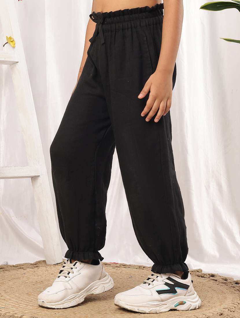 girls black cotton casual trouser - 22441117 -  Standard Image - 3