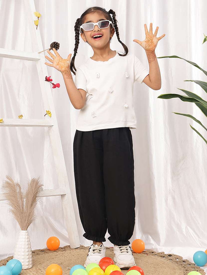 girls black cotton casual trouser - 22441117 -  Standard Image - 5
