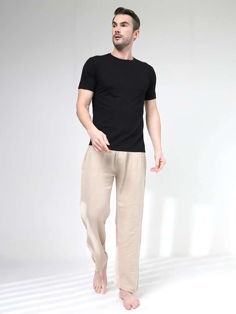 men solid high rise regular fit trouser - 22441156 -  Standard Image - 3