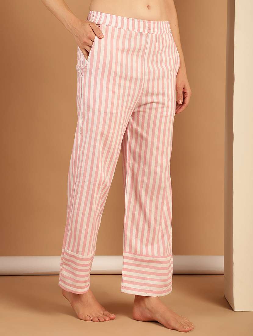 women multi colored cotton straight trouser