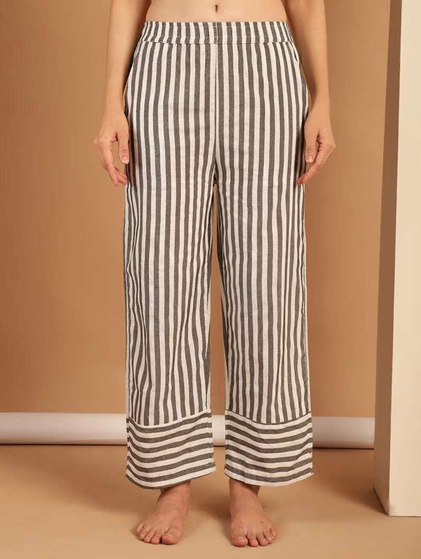 women multi colored cotton straight trouser