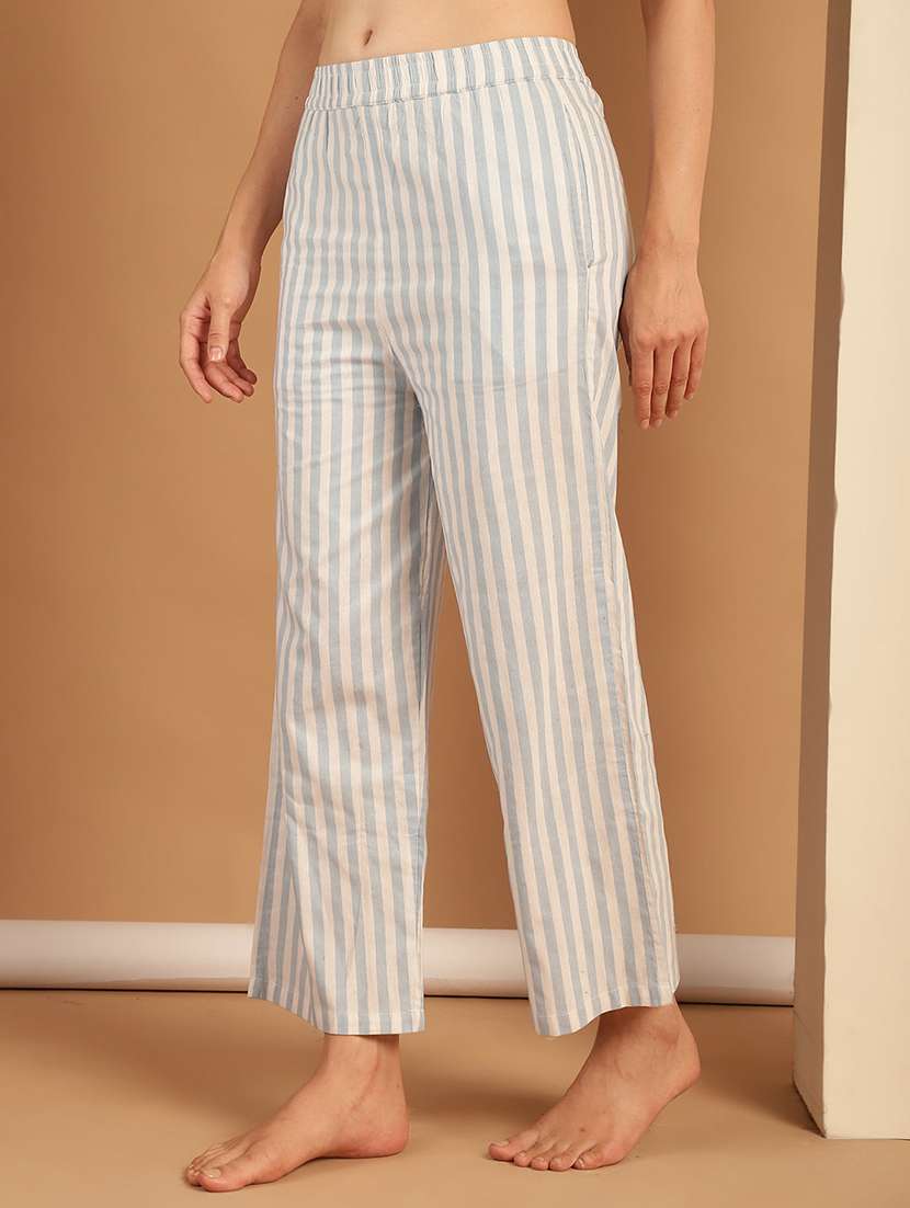 women multi colored cotton straight trouser