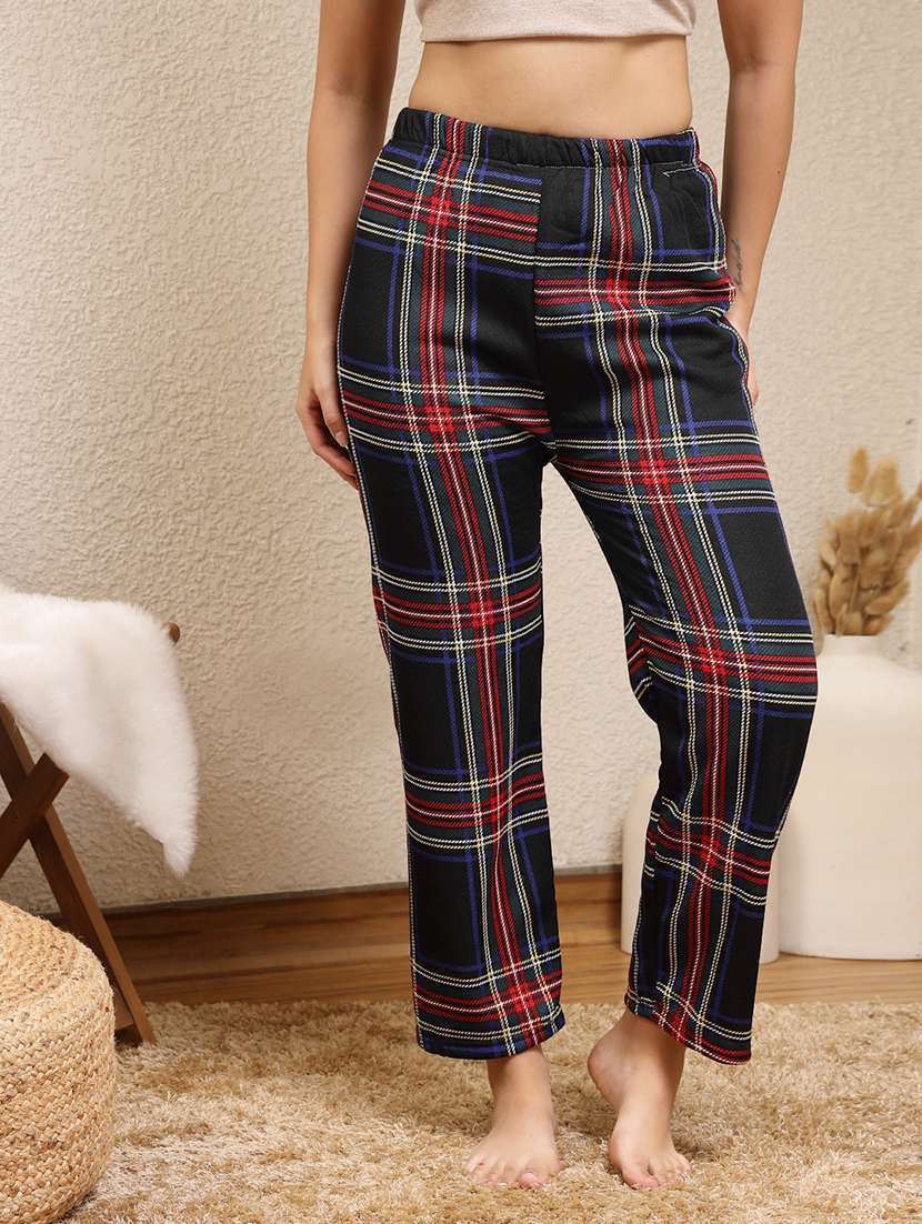 women multi colored cotton straight trouser