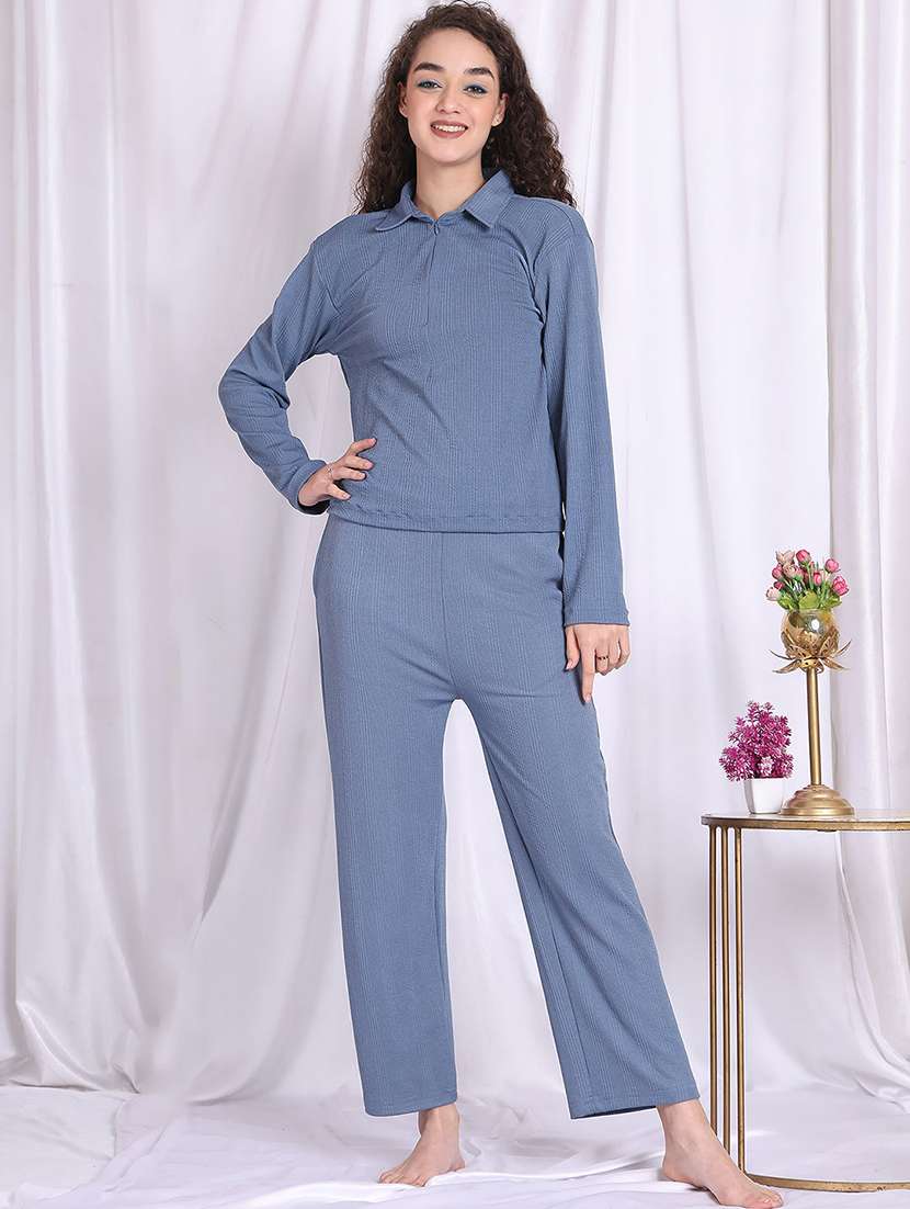women blue polyester straight trouser - 22441188 -  Standard Image - 3