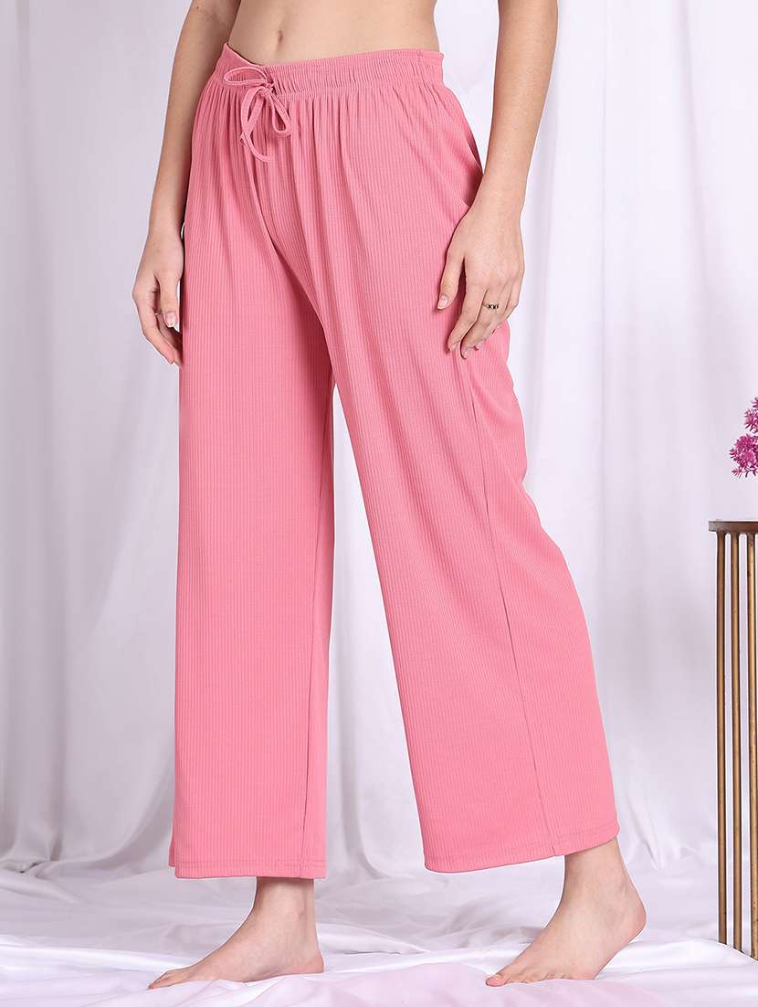 women pink cotton blend straight trouser - 22441189 -  Standard Image - 3