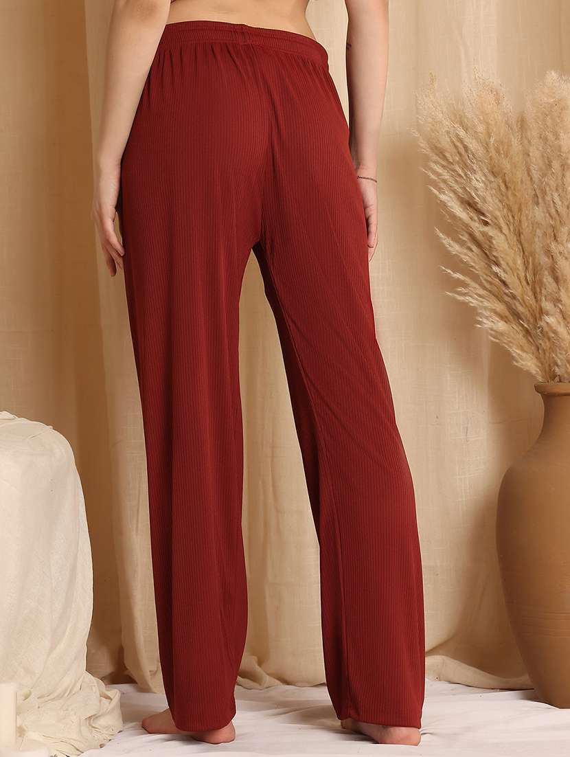 women red cotton blend straight trouser - 22441195 -  Standard Image - 3