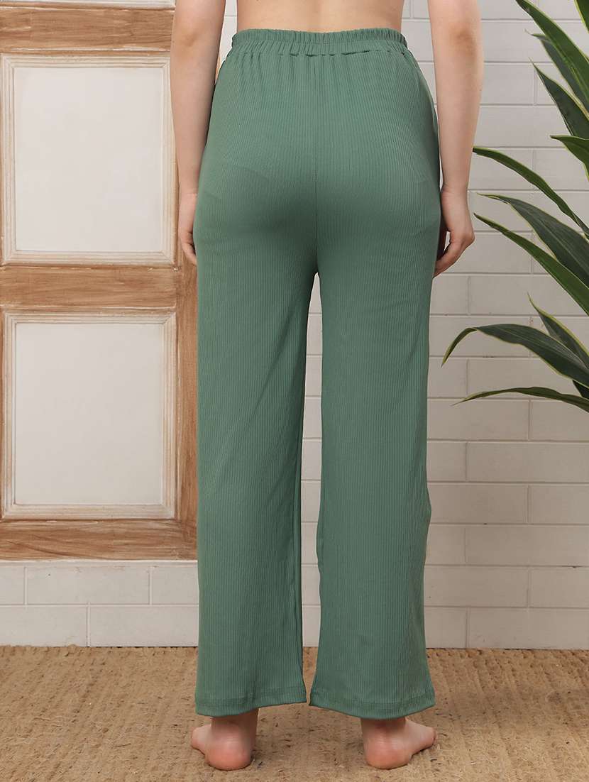 women green cotton blend straight trouser - 22441209 -  Standard Image - 3