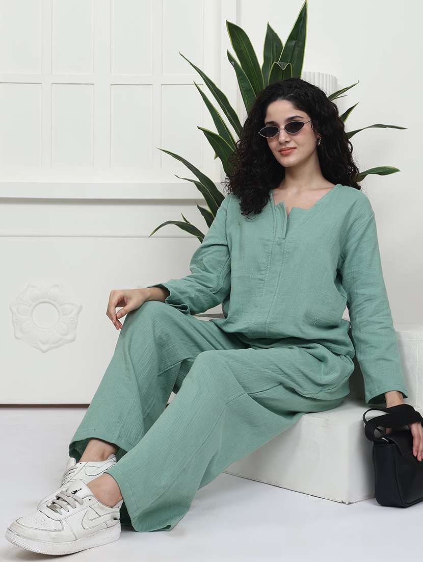 women solid nightwear pyjama set - 22441224 -  Standard Image - 5