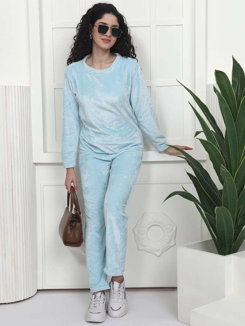 women solid nightwear pyjama set