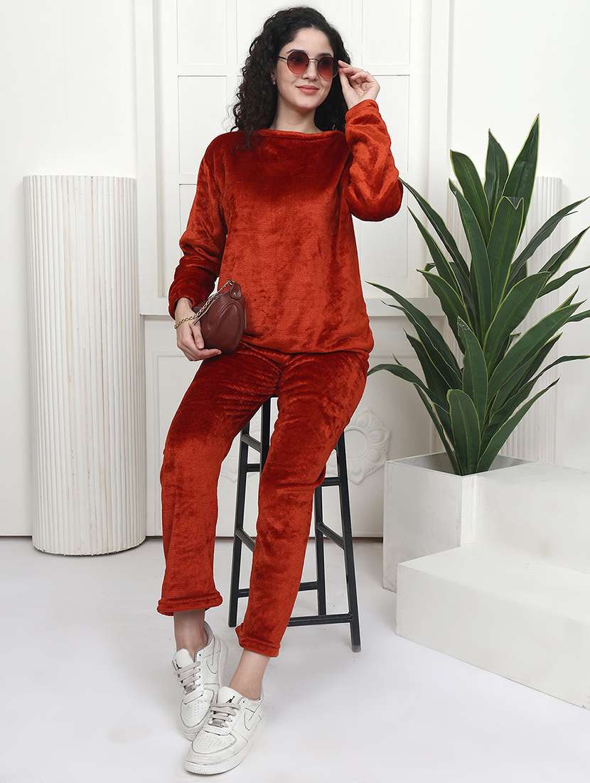 women solid nightwear pyjama set