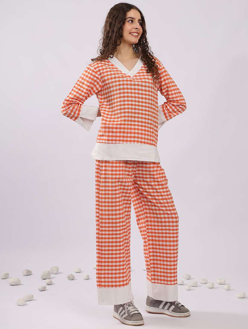 women checkered nightwear pyjama set - 22441235 -  Standard Image - 3