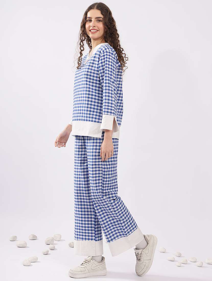 women checkered nightwear pyjama set - 22441237 -  Standard Image - 5