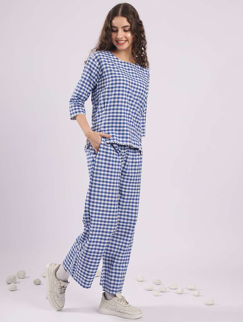 women checkered nightwear pyjama set - 22441240 -  Standard Image - 5