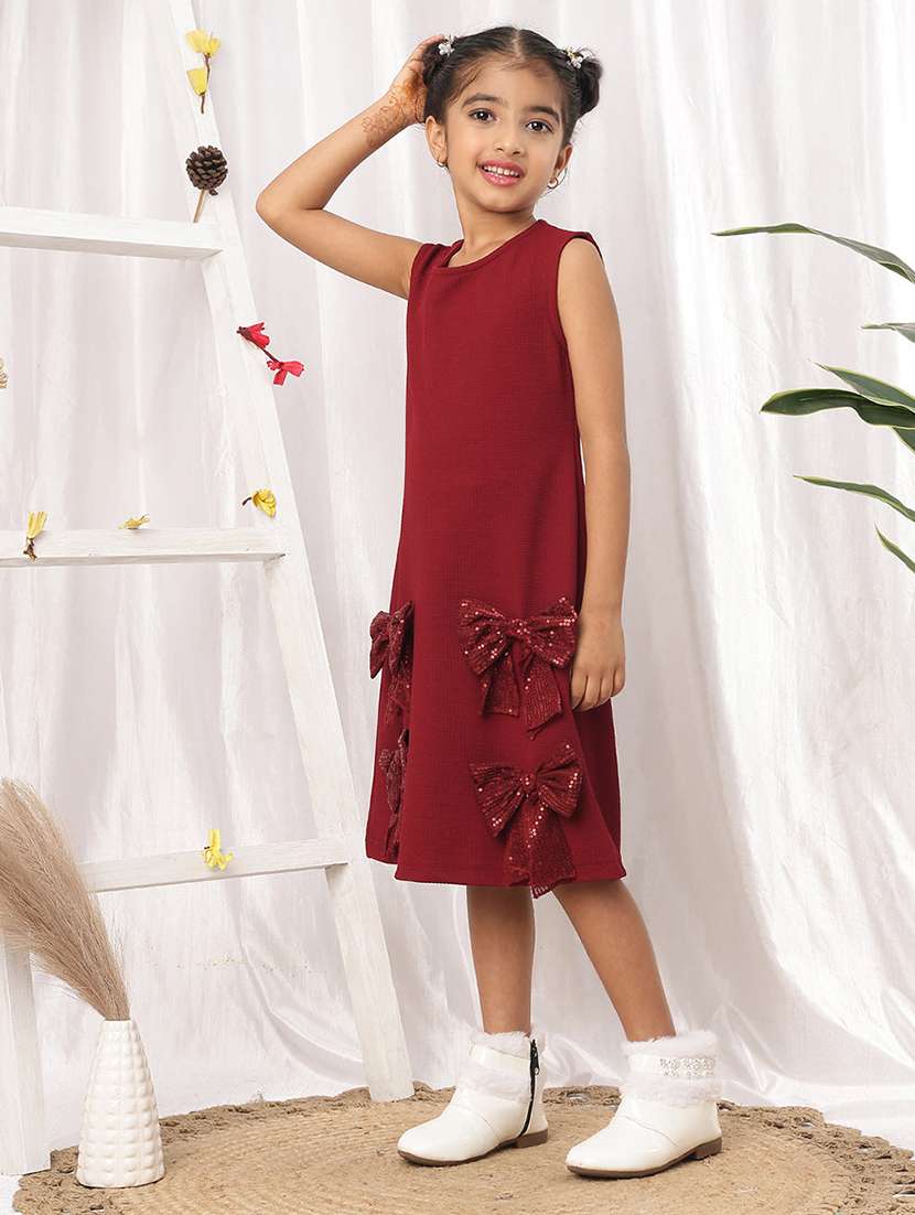 girls maroon polyester a-line dress - 22441251 -  Standard Image - 5