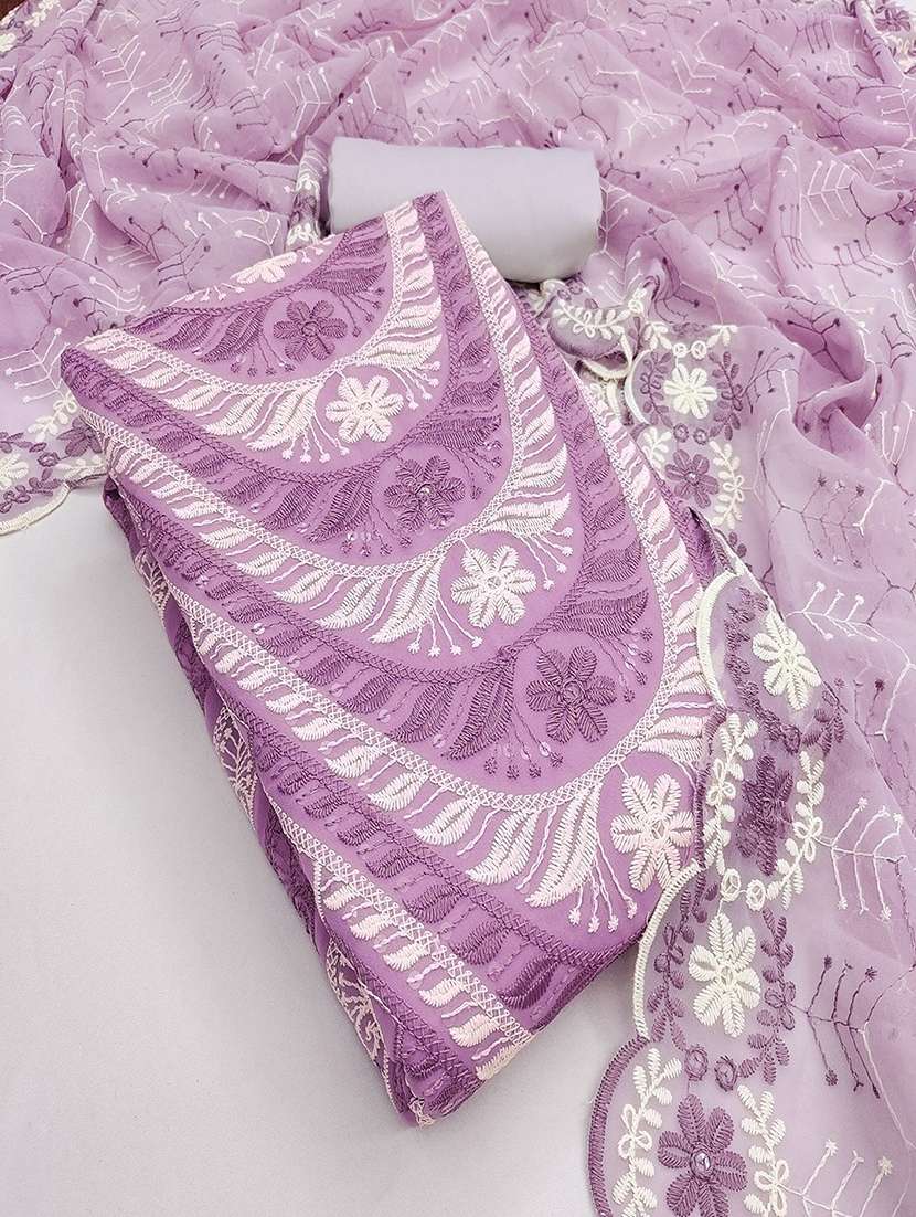 women solid with work unstitched suit set