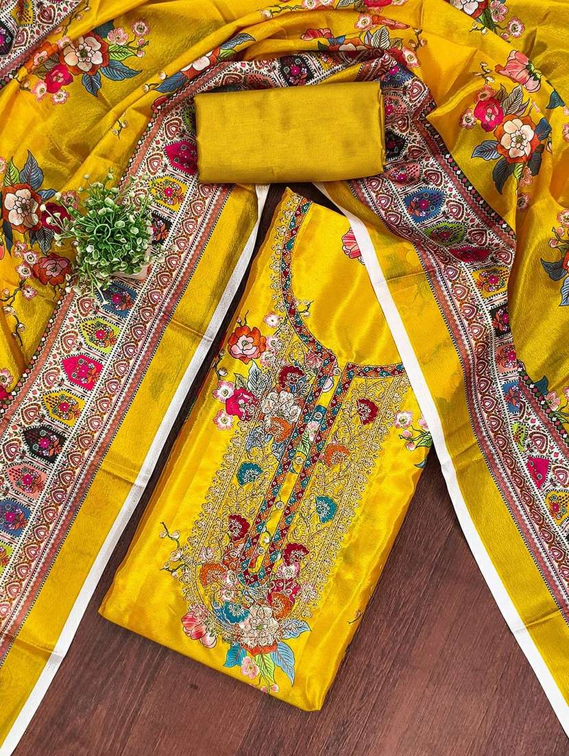 women floral printed unstitched suit set