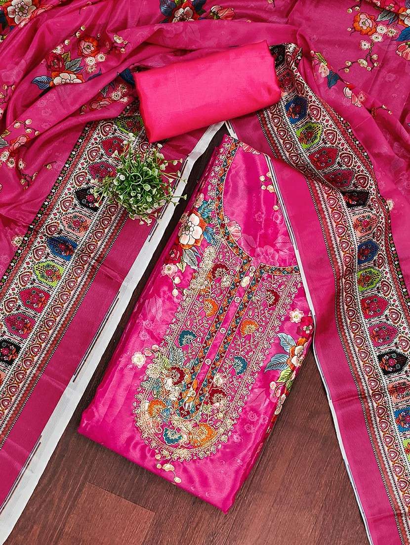 women floral printed unstitched suit set