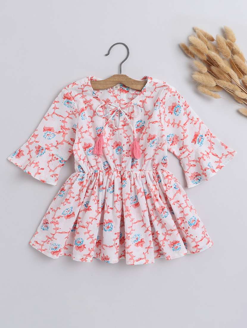 multi colored girls cotton a-line dress