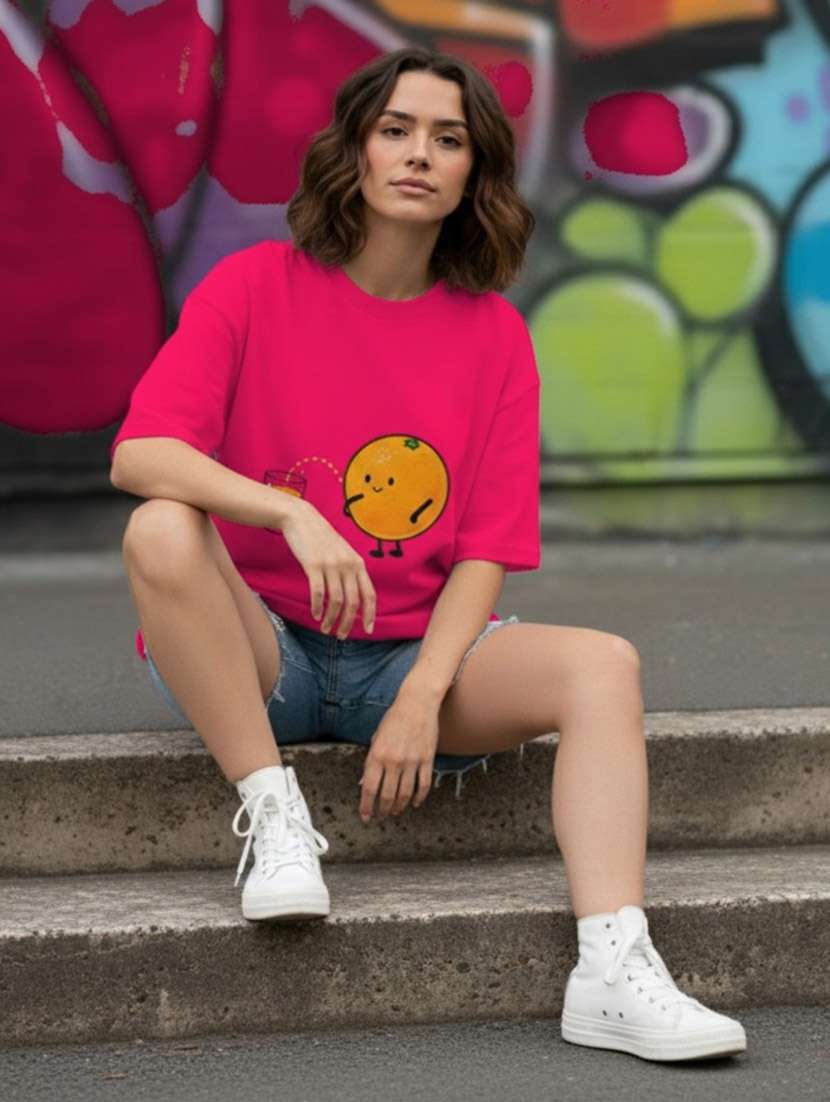women graphic drop shoulder oversized t-shirt