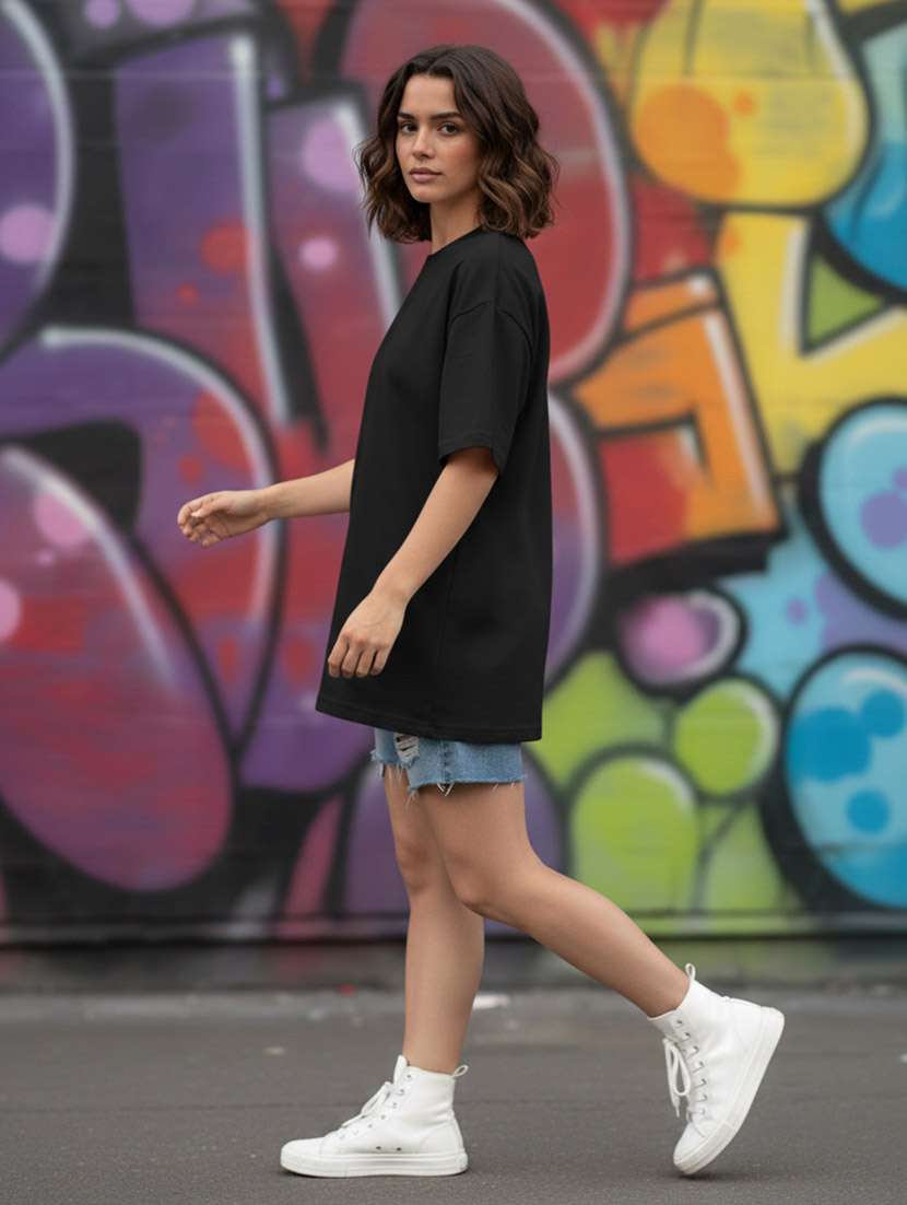 women graphic drop shoulder oversized t-shirt - 22441422 -  Standard Image - 3