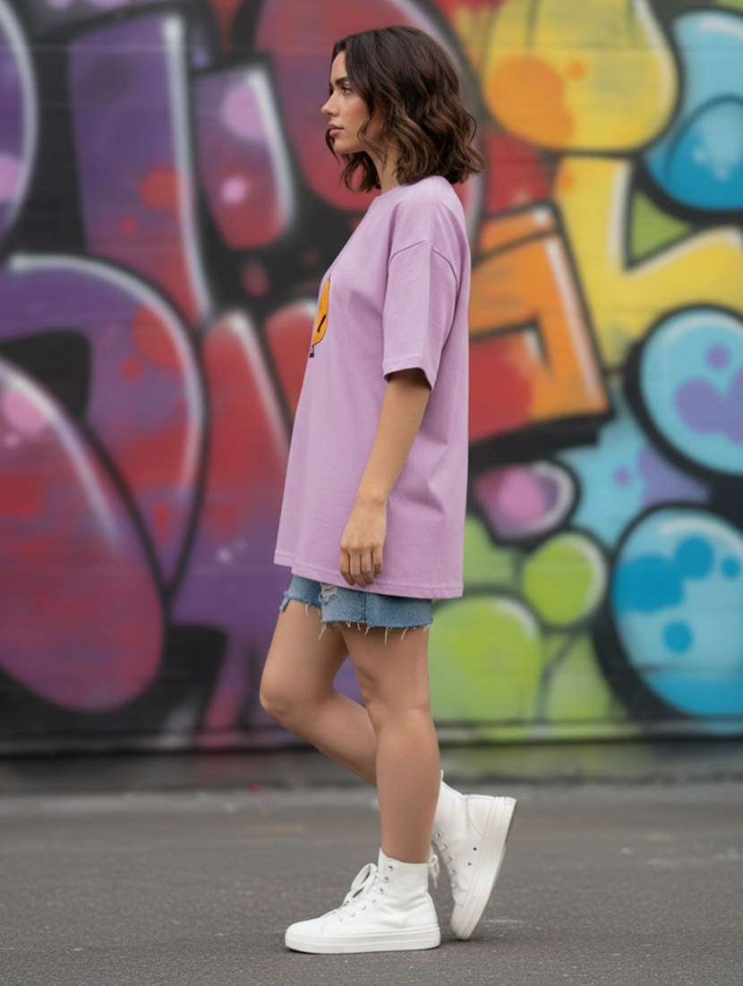 women graphic drop shoulder oversized t-shirt - 22441430 -  Standard Image - 3