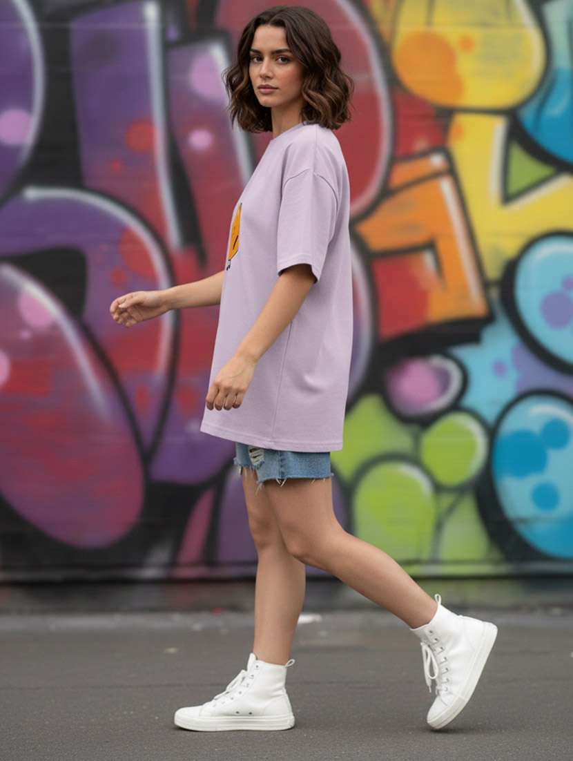 women graphic drop shoulder oversized t-shirt - 22441430 -  Standard Image - 5