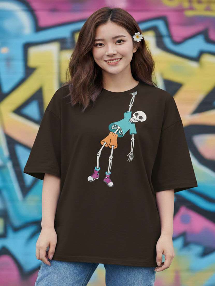 women graphic drop shoulder oversized t-shirt