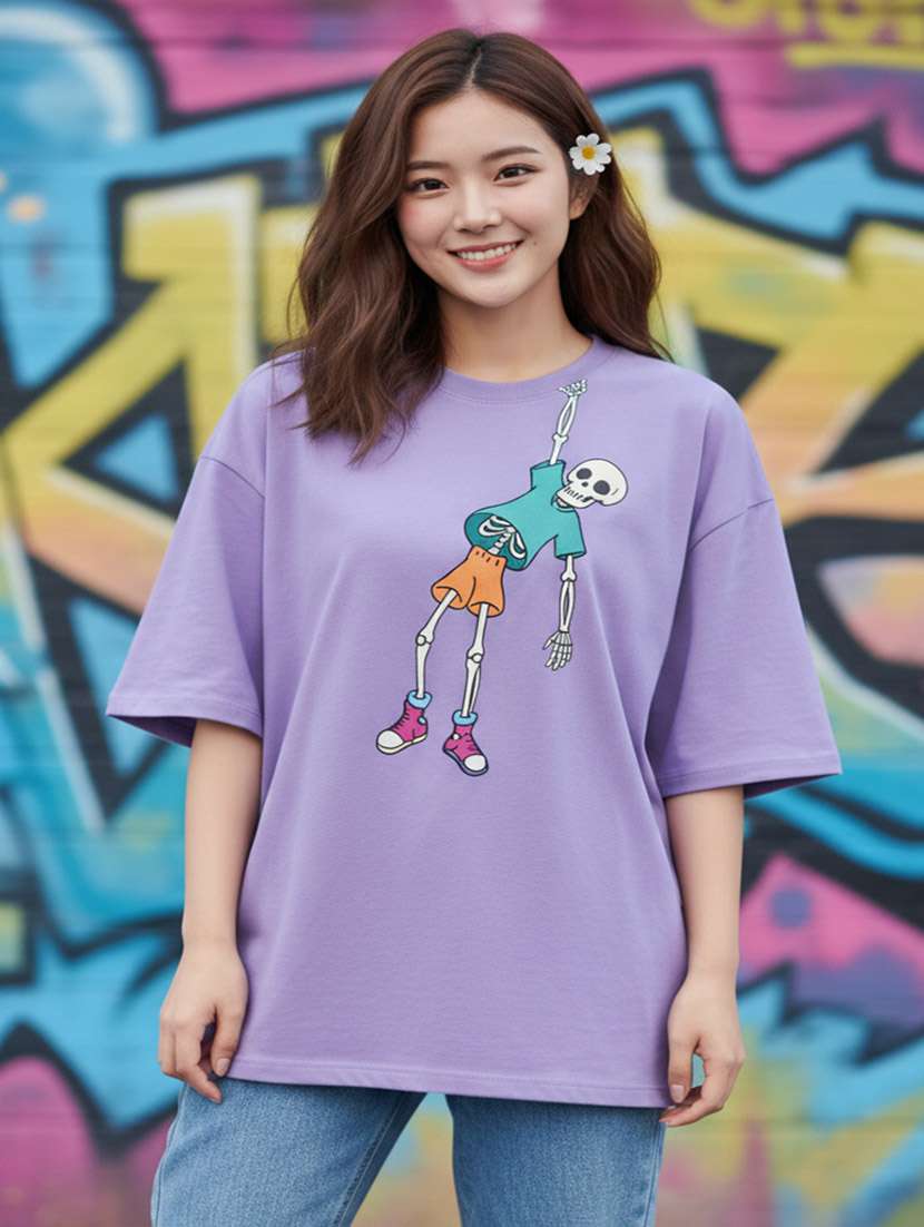 women graphic drop shoulder oversized t-shirt