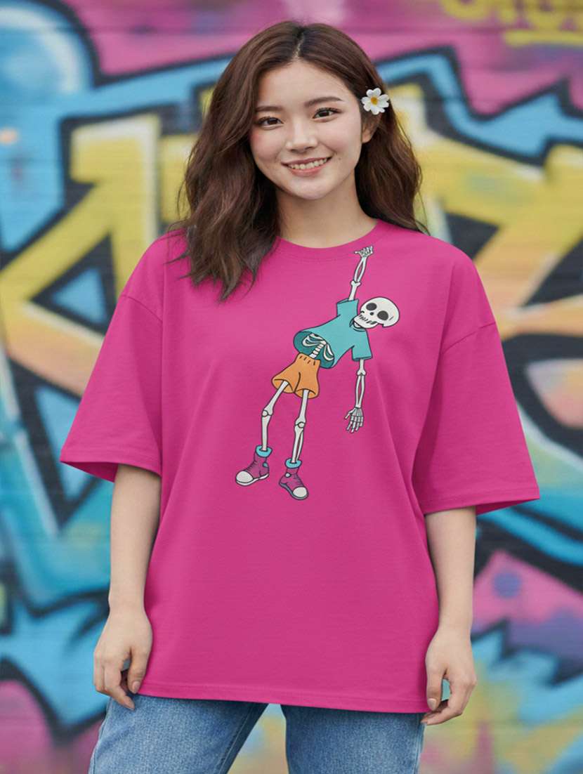 women graphic drop shoulder oversized t-shirt