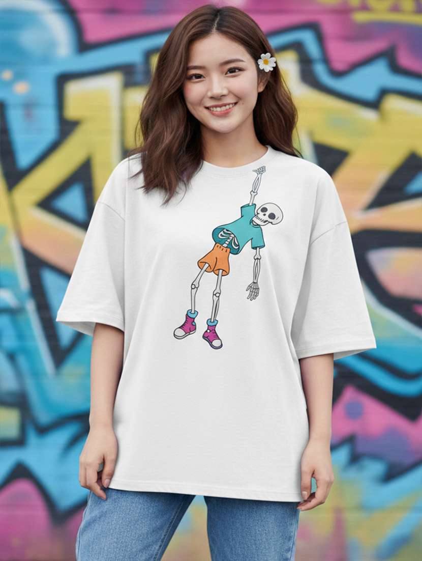 women graphic drop shoulder oversized t-shirt