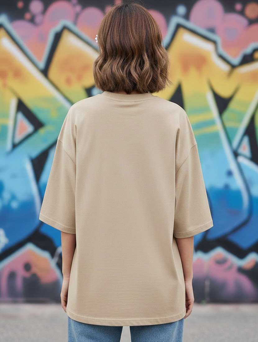 women typographic drop shoulder oversized t-shirt - 22441437 -  Standard Image - 3