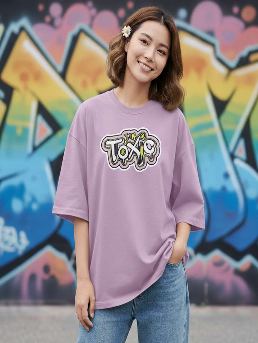 women typographic drop shoulder oversized t-shirt