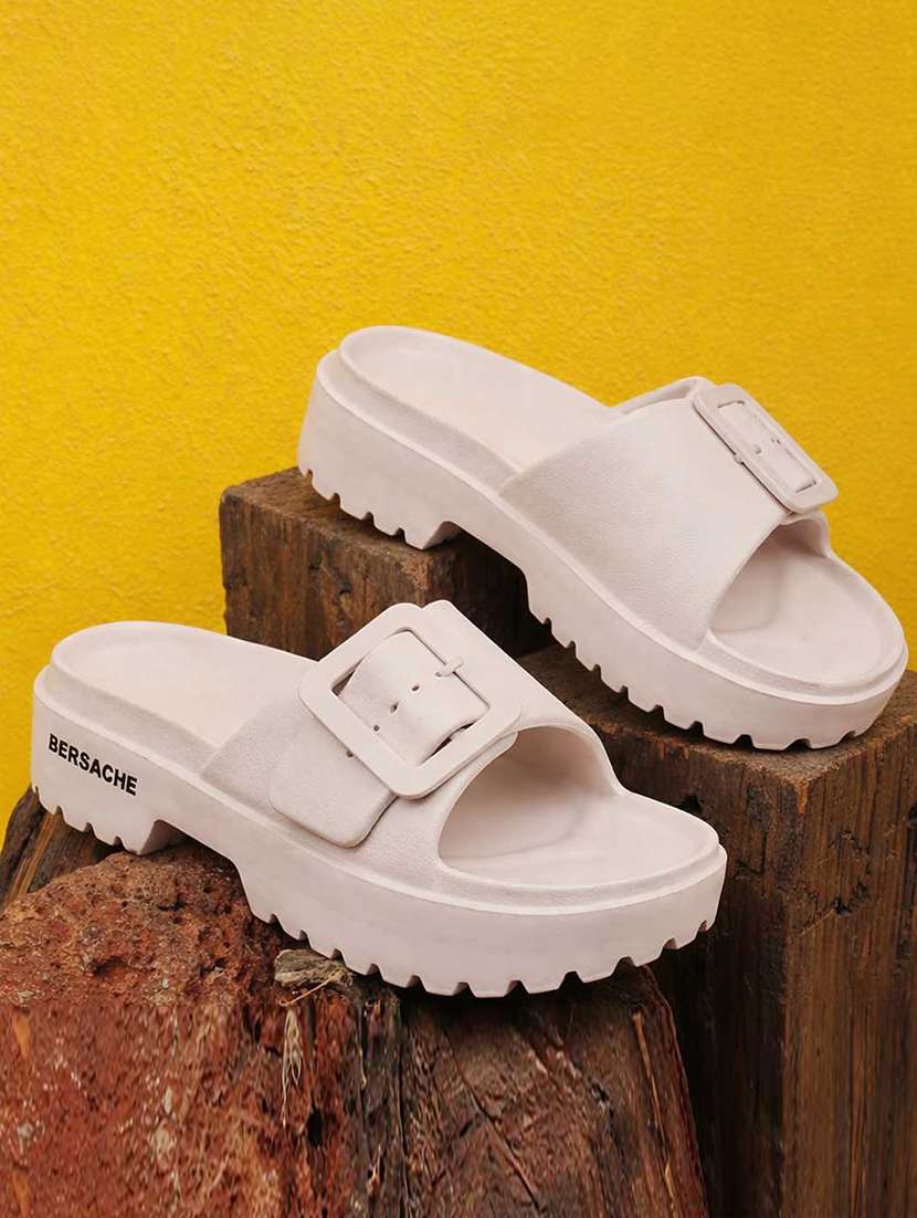 women beige slip on sandal