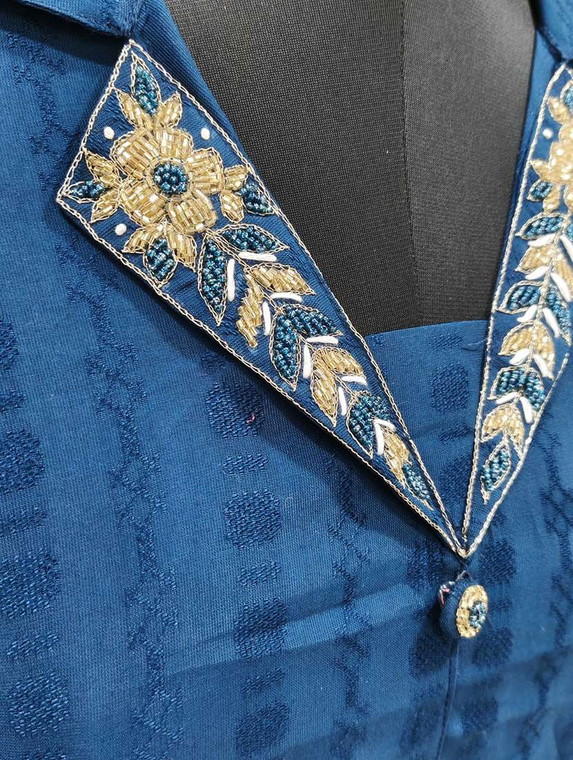 women blue cotton silk straight kurta - 22441481 -  Standard Image - 5