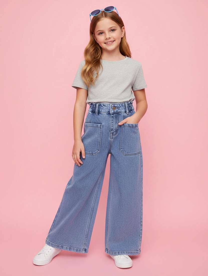 girls washed mid rise bootcut jeans