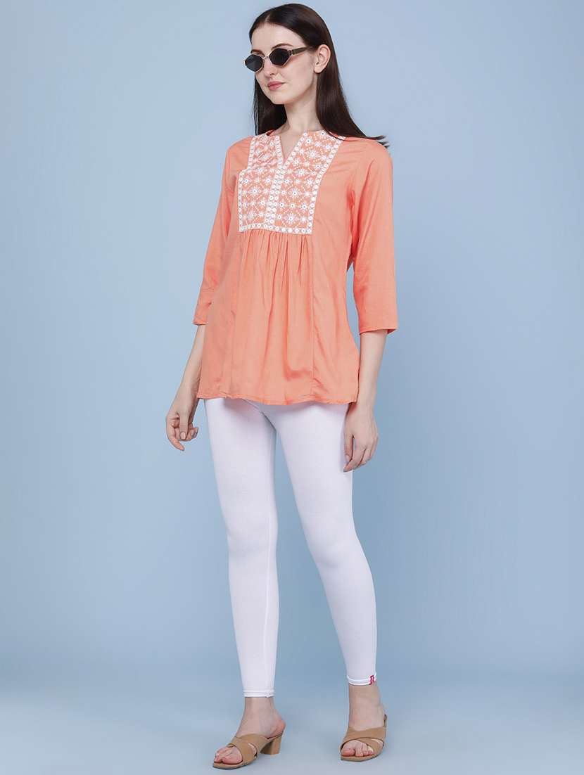 Women Embroidered Notch Neck A-line Top - 22441607 -  Standard Image - 5